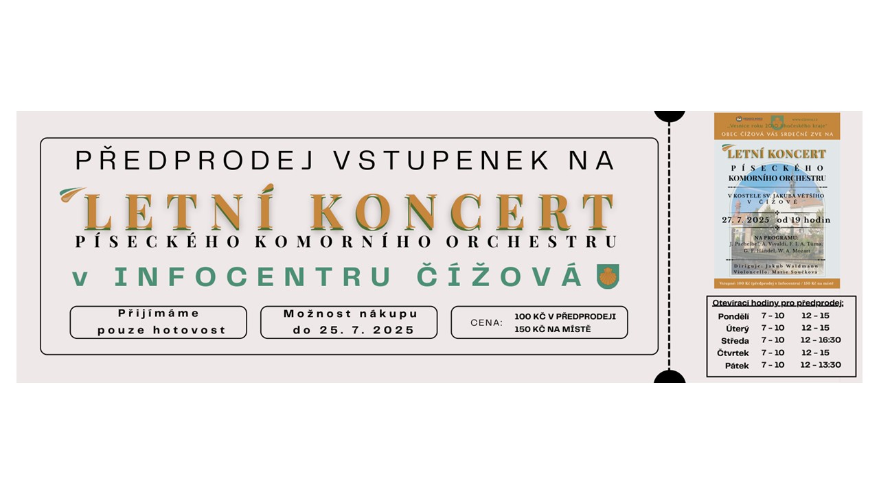 Otevrac doba INFOCENTRA pro pedprodej vstupenek na LETN KONCERT PIKO