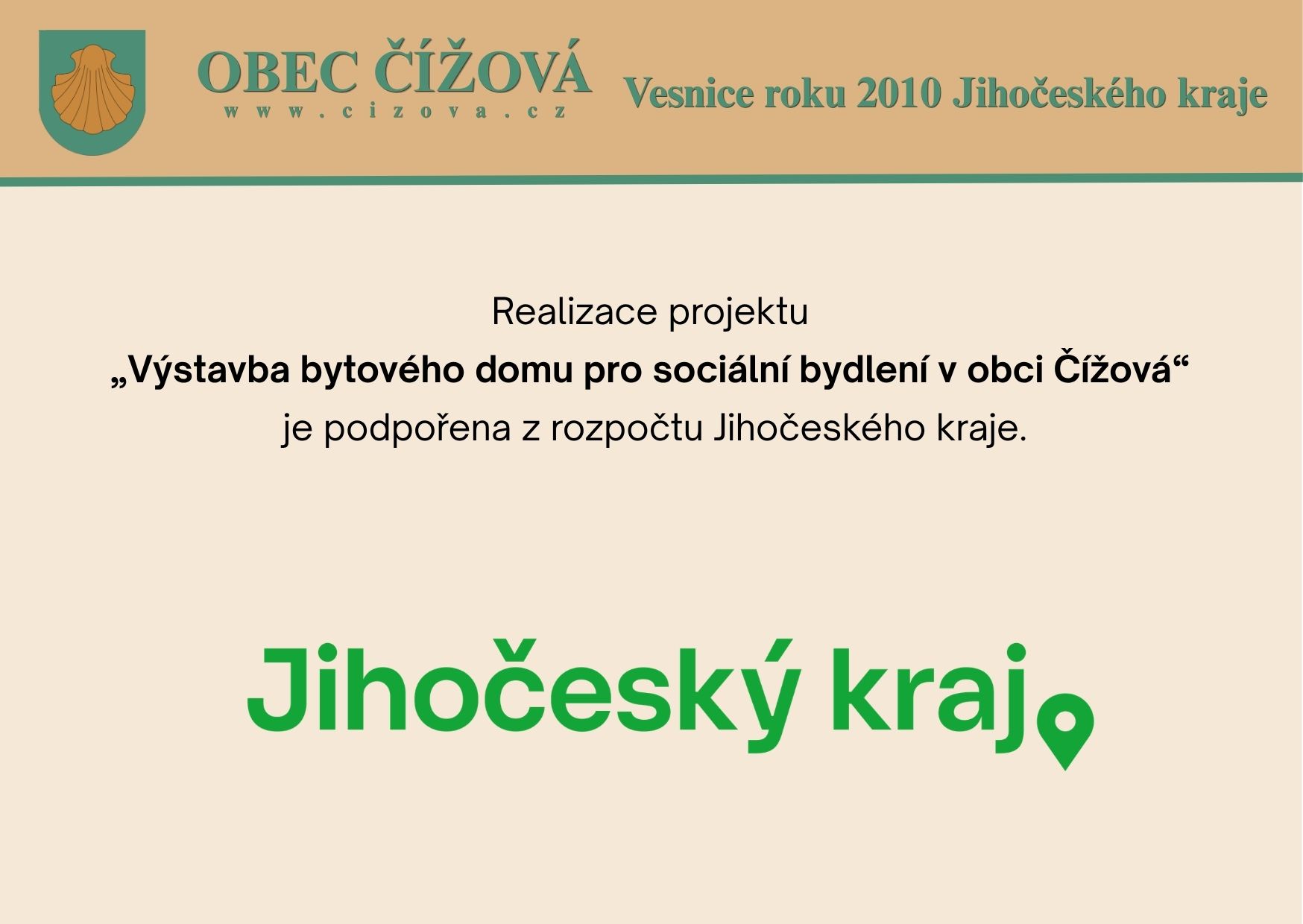 Jiho�esk� kraj - Individu�ln� dotace z Krajsk�ho investi�n�ho fondu 2026 �V�stavba bytov�ho domu pro soci�ln� bydlen� v obci ��ov�